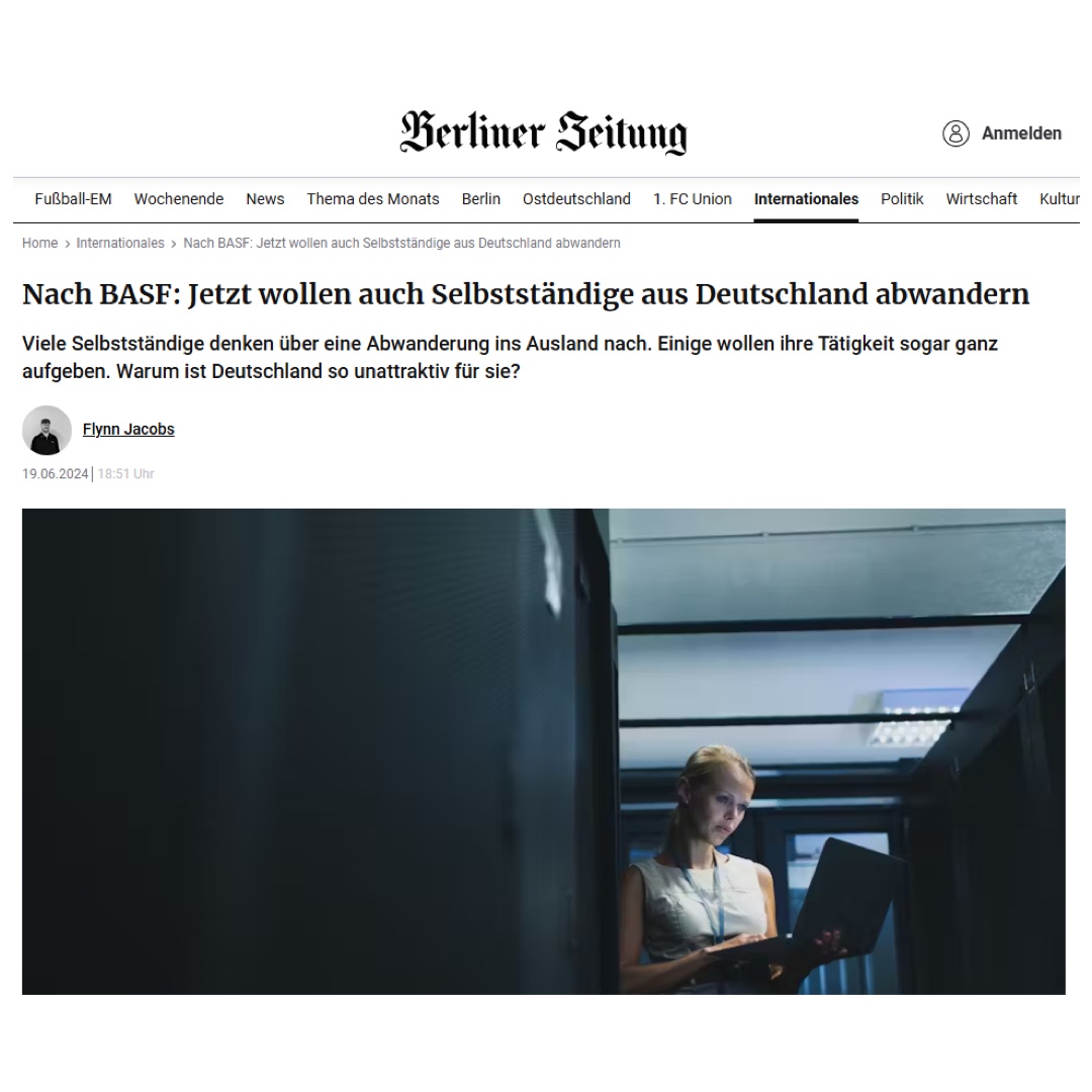 Selbständige wandern immer häufiger ab oder geben auf. Schuld ist u.a. das Statusfeststellungsverfahren der Deutschen Rentenversicherung Bund.

Mehr dazu unter: isdv.net

#isdv #selbstaendig #selbständig #wirGemeinsamJetzt 
(Bild: Screenshot Berliner Zeitung)