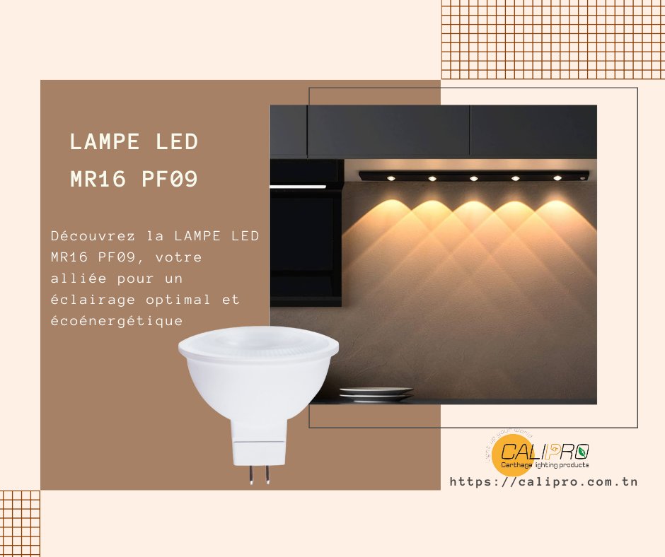 CALIPRO_Light's tweet photo. Découvrez la LAMPE LED MR16 PF09, votre alliée pour un éclairage optimal et écoénergétique. 
#CALIPRO #LED #Éclairage #Maison #Bureau #ÉconomieDÉnergie #DesignModerne #Tunisie https://t.co/5gfoo3wDOe