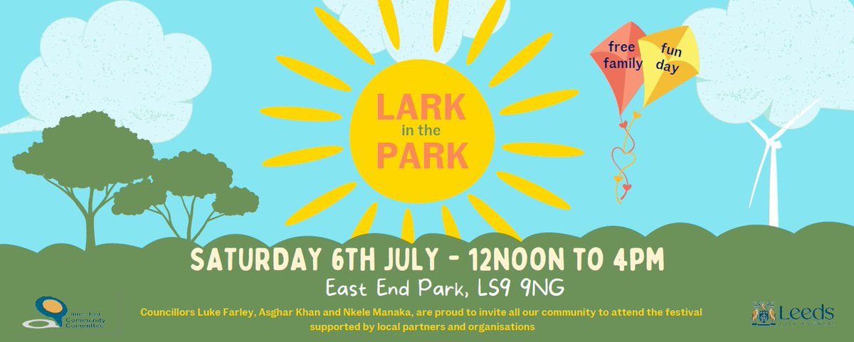 Child_Leeds's tweet photo. Just over two weeks to go until Lark in the Park!! 🌳🌞
Think inflatables, shows, family activities, artists, face painting, arts & crafts, donkey rides, circus skills and much more!! #summerinLeeds #childfriendlycity https://t.co/mU0V7wqXbs