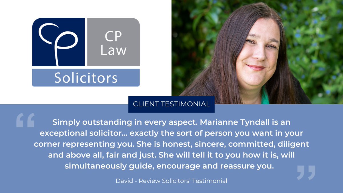 We are pleased to share this glowing testimonial from one of our valued clients, highlighting the exceptional work of Marianne Tyndall. 

#LegalInsights #Solicitors #Wokingham #Sunningdale #Family #Finances #LPA #CPLawSolicitors #Law #Testimonial #ClientReview #ClientTestimonial