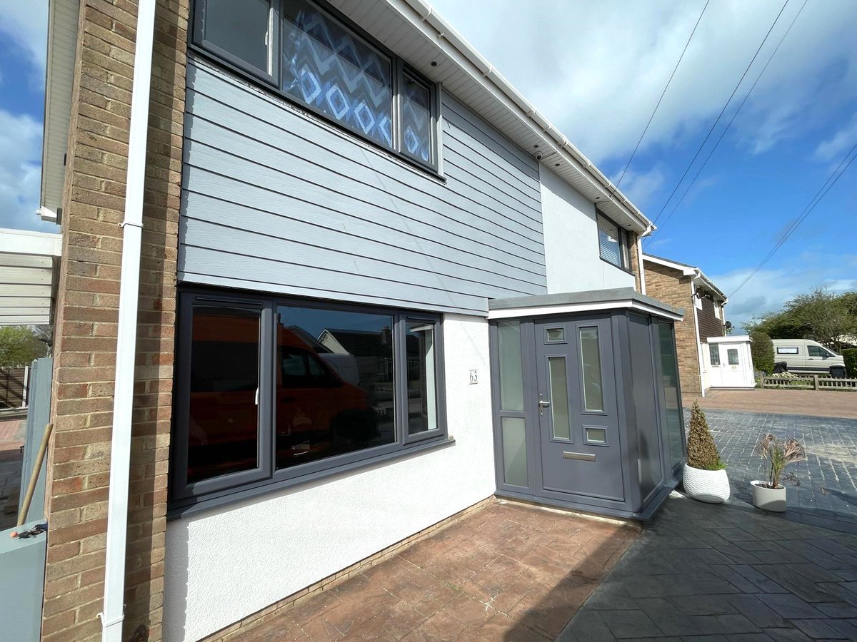 We completed a stunning transformation at this property by replacing old white windows with stylish anthracite grey ones. 🪟✨ We also added a beautiful new porch design and installed new doors, giving the home a modern and sophisticated look. 

#HomeTransformation