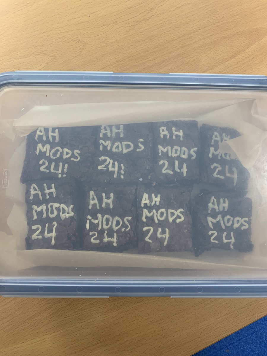 Advanced Highers Megan and Neave setting the bar very high with their first bake for the class 🍰 ✨ AH Mods Brownies 😍 well done girls this will help to get through our double this afternoon 😊 Mrs Evans