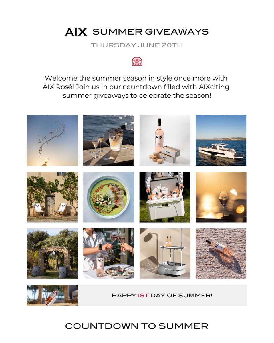 AIX SUMMER GIVEAWAYS • Grand finale☀️
Summer is finally here, and so is our last giveaway! It features a stunning Vinobutler pouring device and an AIX Rosé Methuselah bottle – that's 6 liters of rosé to share! Enter now on Instagram <a href="/aixrose/">Aixrose</a>.official. Happy first day of summer!