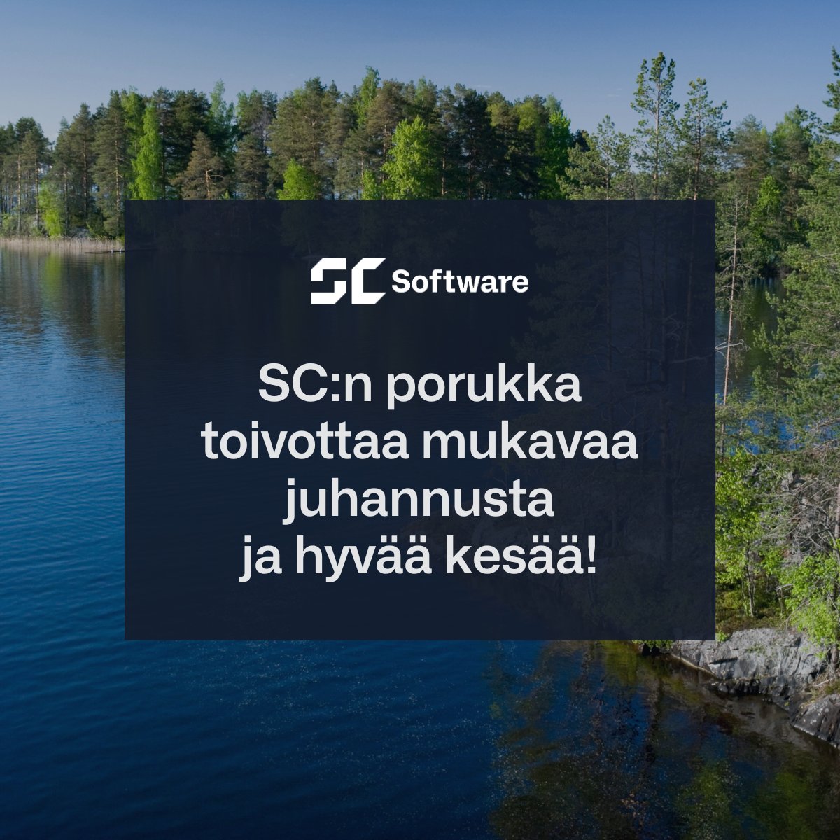 scsoftware_oy's tweet photo. Mukavaa juhannusta ja hyvää kesää! Lomailemme pääasiassa heinäkuussa, mutta tukipalvelumme on tavoitettavissa normaalisti koko lomakauden ajan. 😎🌤️ https://t.co/3tJZrv5CNk
