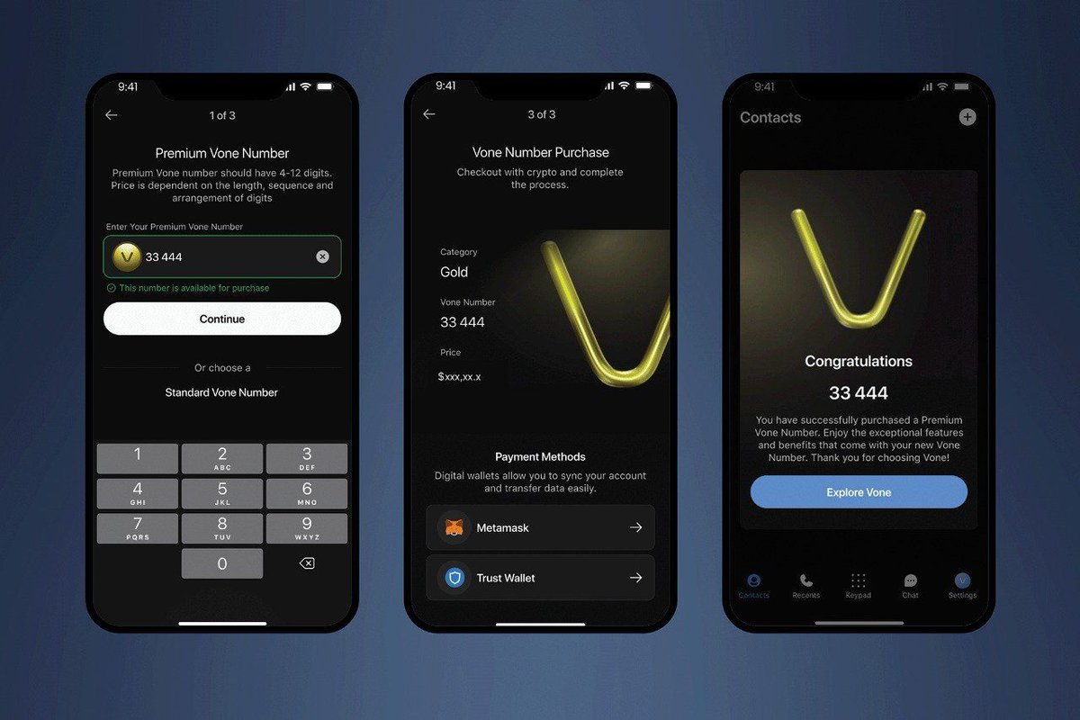 Official_Vone's tweet image. Unlock exclusivity with Vone's Premium Numbers! 🌟 These unique blockchain-based signatures enhance your Vone experience, providing you with a personalized and prestigious identifier.
Learn more and join our community: vone.global/premium 
#PremiumNumbers #Vone #BlockchainID