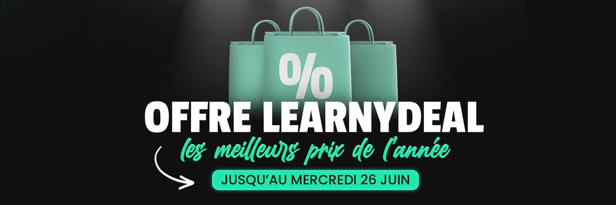 [LearnyDeal is BACK]

🔥 40% de réduction sur TOUTES NOS FORMATIONS ! 🔥

📅 Du 20 au 26 juin, pas de code promo nécessaire. Les réductions sont déjà appliquées ! 

La plateforme de formations dédiées au business en ligne ! 🚀

👉 Nos formations : learnyclub.com