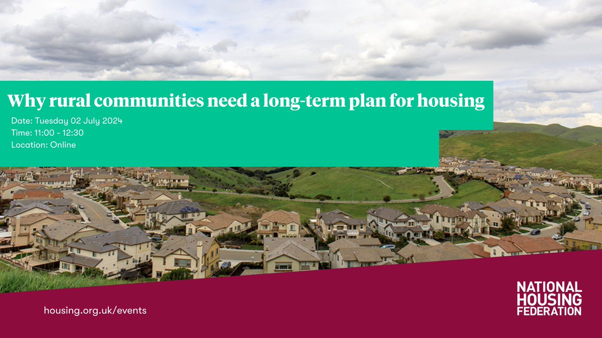 Join our webinar on 2 July at 11am, where we will explore how the housing crisis impacts rural areas, from the local economy to the people who live and work there.

Find out more - ow.ly/9WFW50SiJCX