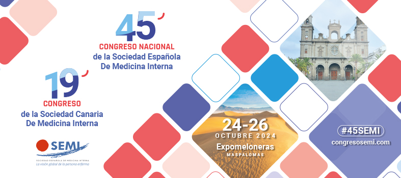 Sociedad_SEMI's tweet photo. 📢🔴#45SEMI | #SaveTheDate | 45º Congreso Nacional de @Sociedad_SEMI - 19º Congreso de la Soc. Canaria de Medicina Interna #SOCAMI
😉🩺¡Reserva las fechas! ¡Te esperamos!
🗓️ 24 al 26 de octubre de 2024
📍Expomeloneras. Maspalomas
🔗https://t.co/3By2FXG9vH
🔗Programa en PDF: https://t.co/y2l8al2YWN 
#SEMITuit #MedicinaInterna