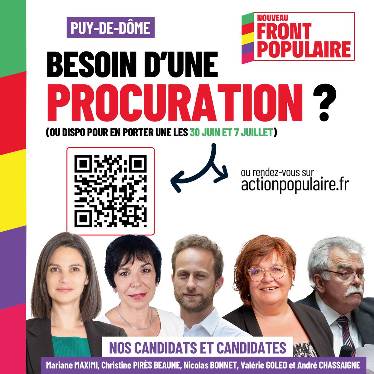 LFi_63's tweet photo. 🗳️ Les 30 juin et 7 juillet, aucune voix ne doit manquer !

👉 Si vous n'êtes pas là, faites une procuration via https://t.co/n2mJBSgZhB

#NouveauFrontPopulaire https://t.co/WjxZLjZIYC