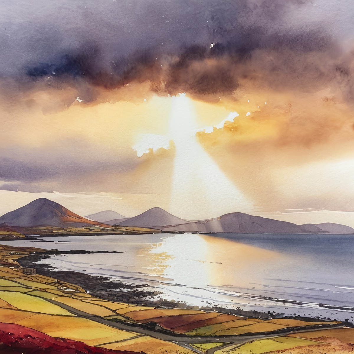 Midday, Clew Bay,   Co Mayo #irishart #irishartist #irishartists   #irishartforsale #irishartcollectors #irishartgalleries #irishlandscapes   #irishlandscapesketch #nftdealer #nftinvestor #nftinvestors #nftart   #nftartist #nftcommunity #nftcollector #nftcollectors