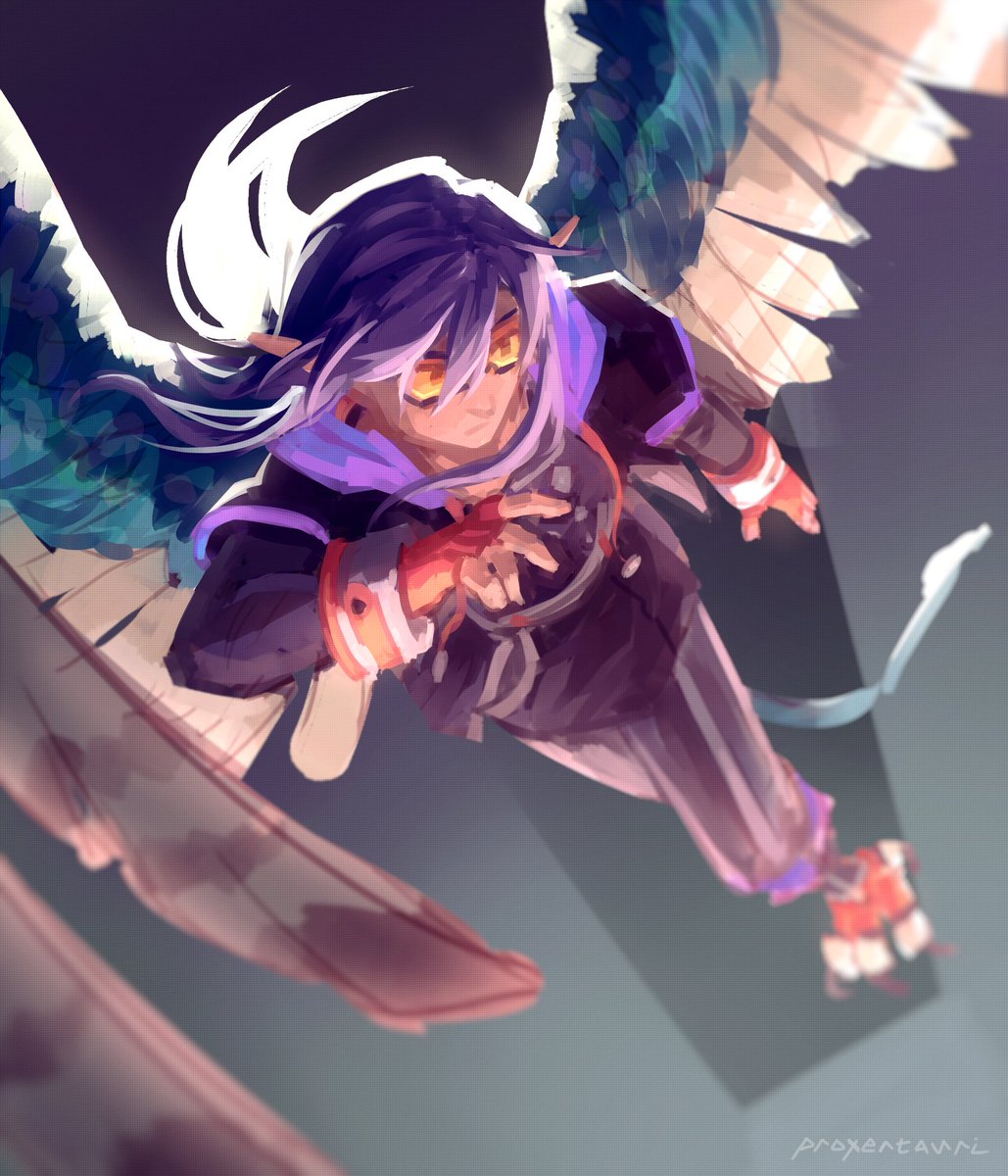 quick ~hr painting i did of <a href="/errantSquam/">@errantsquam.heckingsne.cc on the other site</a> 's bird boy i did in exchange for helping with print processing!! all my homies hate cmyk. dont ask me where the light sources are