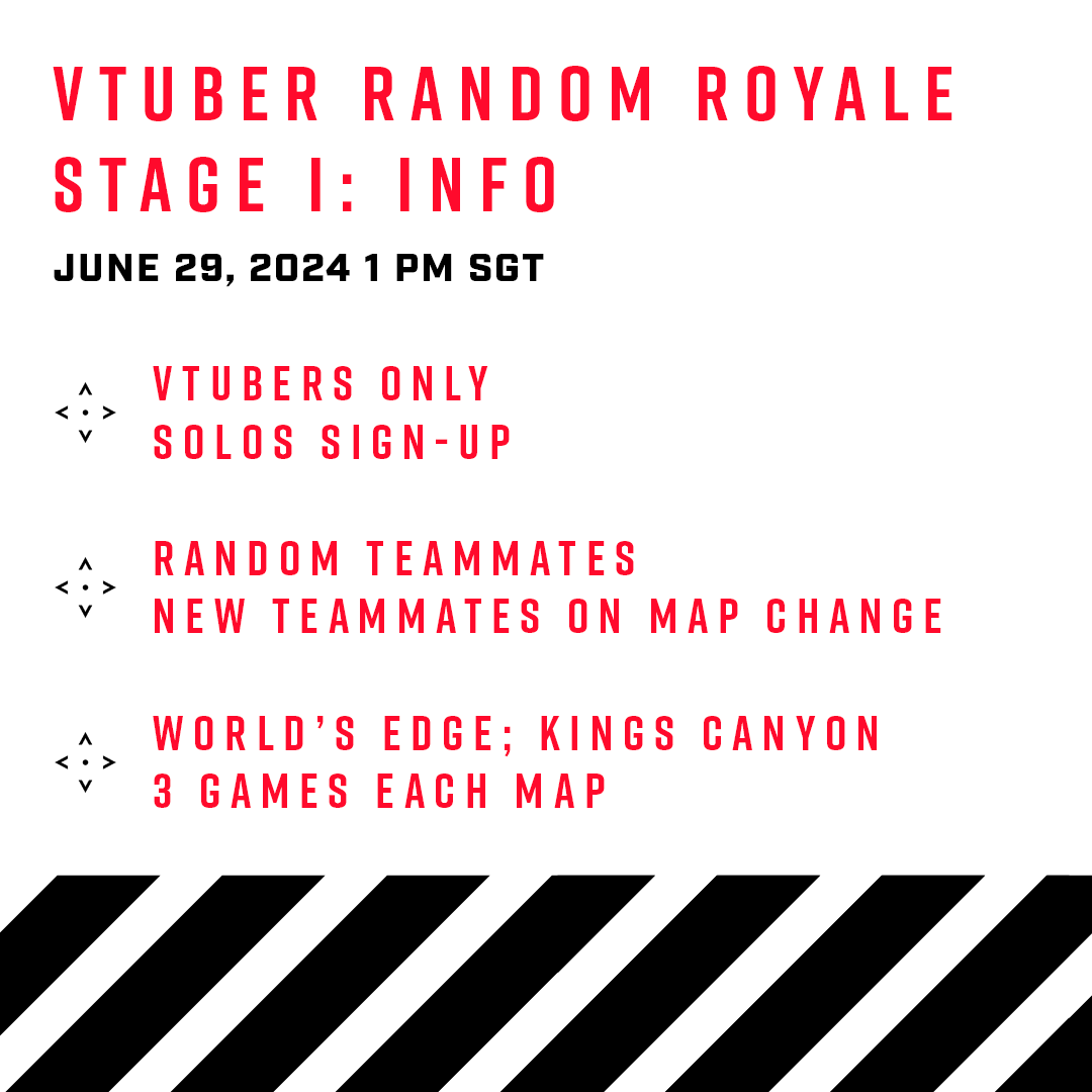 rxlgg's tweet photo. The VTubers are out for blood. #VRRSI
🔫 Join the royale as a solo
👥 Meet new teammates
🌏 World's Edge &amp; Kings Canyon
🎮 6 Games, Singapore server https://t.co/13N5iQUCWU