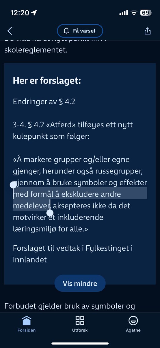 Så det er bare forbudt å gå med russegensere hvis formålet er å ekskludere? Lykke til med å håndheve dette. 

Uansett drøyt å forby spesifikke plagg. Det kan jo komme på kant med ytringsfriheten. nrk.no/innlandet/fylk…