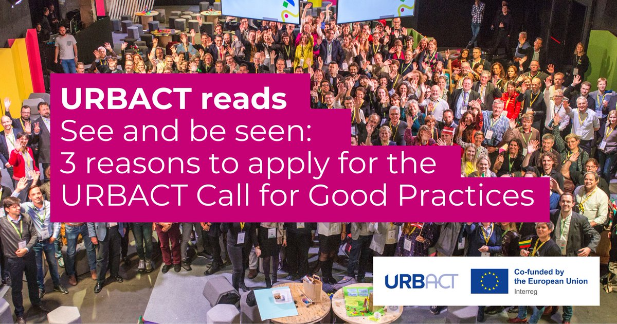 URBACT's tweet photo. Why should you apply for the URBACT Call for #GoodPractices?

1️⃣ Get the recognition your city deserves
2️⃣ Shine under the spotlight at the #URBACTFest
3️⃣ Take the lead of an URBACT #TransferNetwork

Read the article and submit your good practice 👉 https://t.co/yTtZBCkI4R https://t.co/cQbwcTaMvk