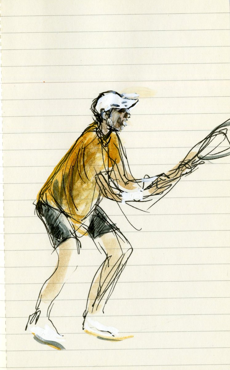 tiny sketches of <a href="/andymurray/">Andy Murray</a> last year at <a href="/QueensTennis/">HSBC Championships</a> , so tough that he's had to retire this year. Always love drawing him in action. #tennis #drawingtennis #reportage <a href="/the_LTA/">LTA</a> <a href="/UKTennisMag/">UK Tennis Magazine</a> <a href="/WimbledonMuseum/">Wimbledon Lawn Tennis Museum</a>