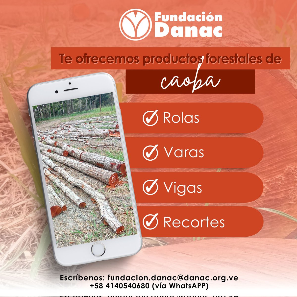 Los productos forestales que ofrecemos al público provienen del aprovechamiento de plantaciones de teca y pardillo negro;  esta madera es cortada en menguante. 

Si deseas conocer la ficha técnica de nuestros productos forestales ¡escríbenos!