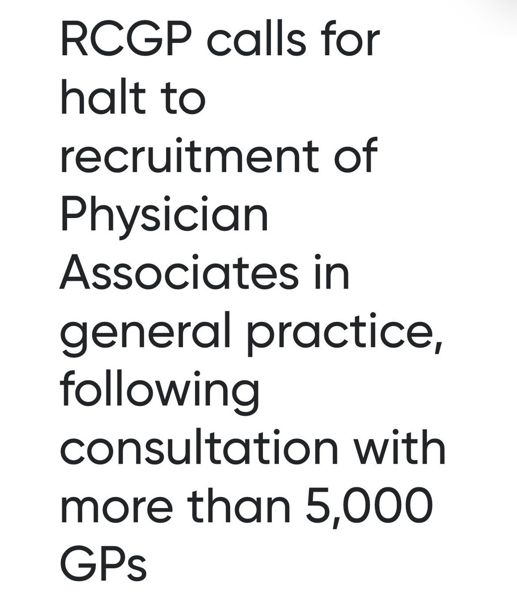 Dr Rachel Clarke (@doctor_oxford) on Twitter photo FINALLY the <a href="/rcgp/">Royal College of General Practitioners</a> has called for a halt on any further recruitment of PAs as doctor substitutes in general practice.
Heartfelt thanks to all frontline & senior staff who’ve fought for standards in medicine & patient safety.
Shame on the leaders who haven’t. FINALLY the <a href="/rcgp/">Royal College of General Practitioners</a> has called for a halt on any further recruitment of PAs as doctor substitutes in general practice.
Heartfelt thanks to all frontline & senior staff who’ve fought for standards in medicine & patient safety.
Shame on the leaders who haven’t.