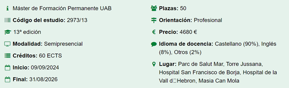 Ya están abiertas las inscripciones para el curso 2024-2026 del Máster en Salud Internacional y Cooperación 2973/13, de la Universidad Autónoma de Barcelona.
uab.cat/web/postgrau/m…