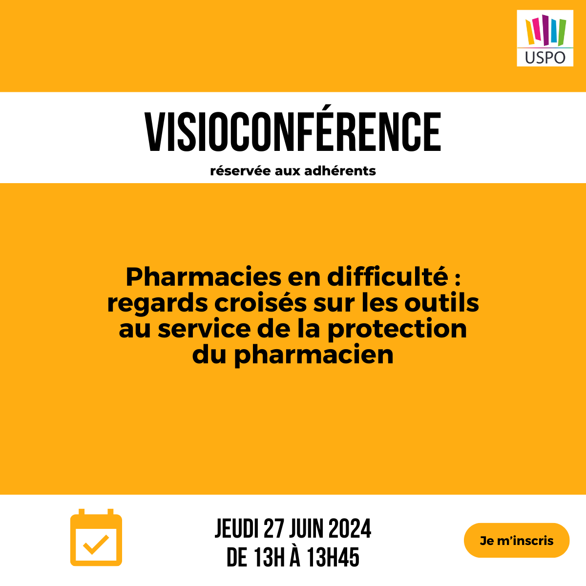 USPO_Pharmacies's tweet photo. 🚨À tous les adhérents !
RDV en visio le 27 juin, de 13h à 13h45. 
Thème abordé: protection des pharmaciens en cas de difficultés avec Maître @BousquCathb, avocate, et Maître Pierre Hertfelder, notaire associé @FIDAL_avocats. 

Adhérents ? Inscrivez-vous : https://t.co/SbHwFG10Ek https://t.co/o7y1WSJElN