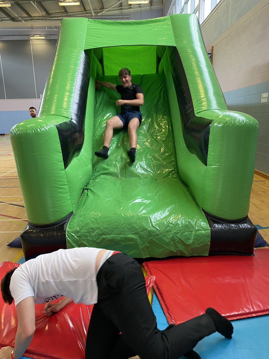 Lornshill's tweet image. The fun continues in the games hall with the inflatables #unitedineffort