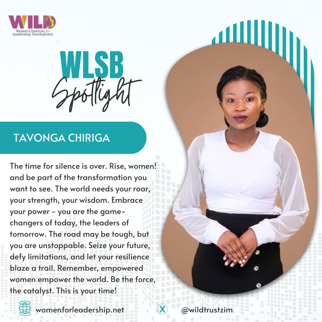 wildtrustzim's tweet photo. Our Women Leaders Sounding Board, @ChirigaTavonga says  #women your time is now!️ The world needs your strength &amp; wisdom. Seize your future &amp; defy limitations. You are unstoppable! Be the force and catalyst that empowers the world. #WLSB #WomenEmpowerment https://t.co/7uLdqQFAc2
