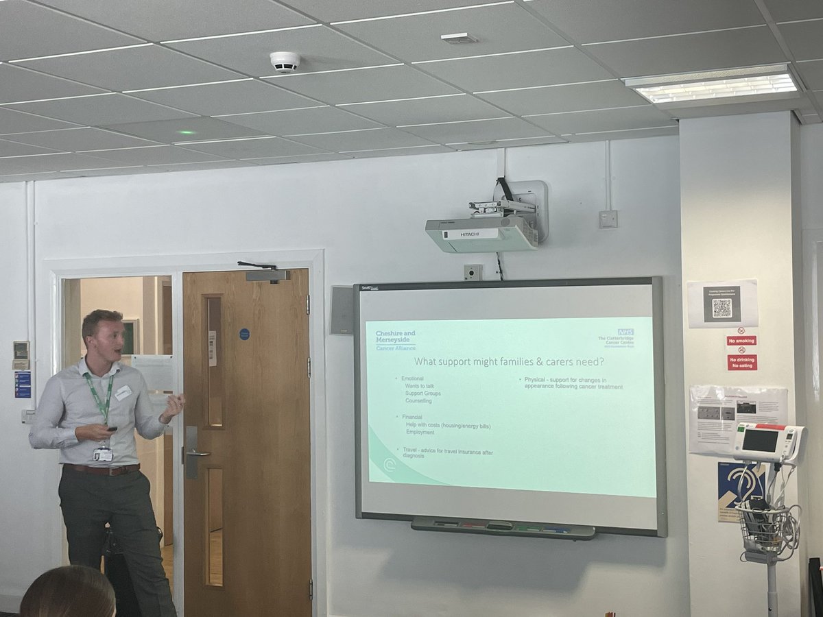 This morning we heard from the fantastic team at the <a href="/macmillancancer/">Macmillan Cancer Support</a> information centre at <a href="/CCCNHS/">The Clatterbridge Cancer Centre</a> talking to the students about theirs roles and how they support patients and their families/carers <a href="/Cancer_Academy/">The Cancer Academy</a> <a href="/CMCaAlliance/">Cheshire and Merseyside Cancer Alliance</a> <a href="/NHSEngland/">NHS England</a>