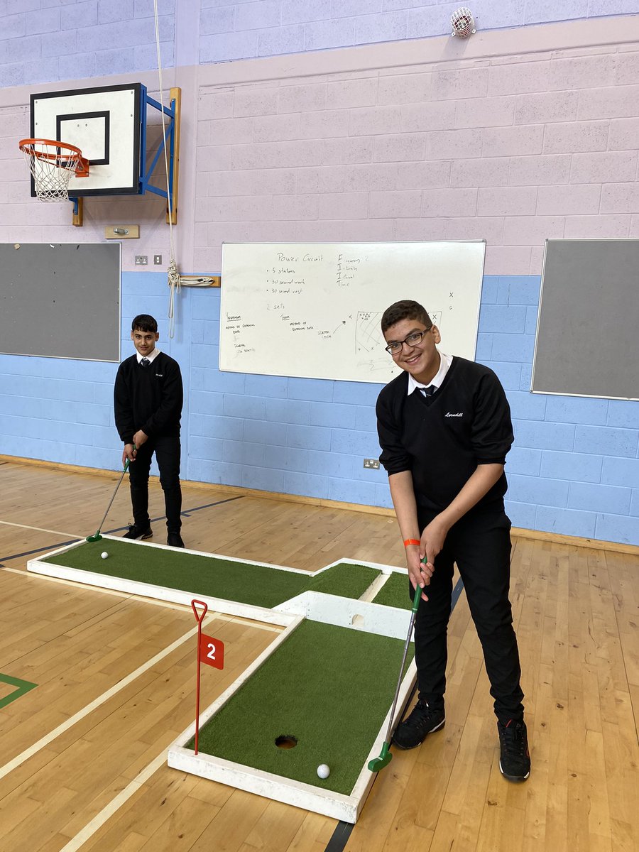 Lornshill's tweet image. Mini-golf in the wee gym…does the fun never end! #unitedineffort
