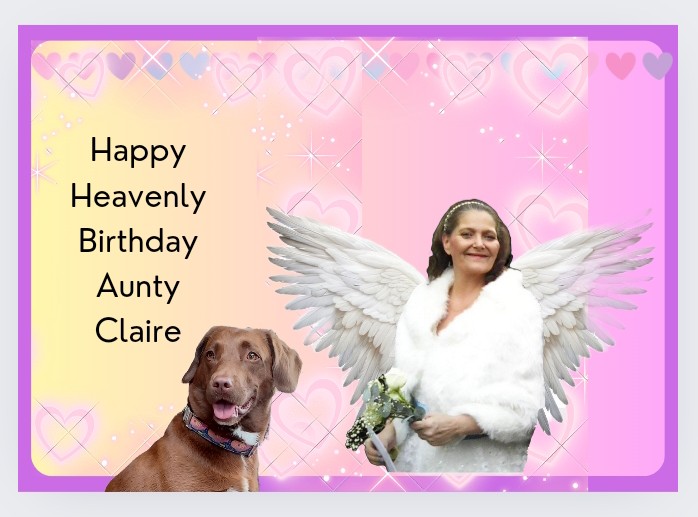 Happy heavenly birfday Aunty Claire <a href="/carrotfiles/">Aunty Claire & Angel Splodge</a>. Me and all your pals miss you so much 💖💔🌈 I sends you big Lola-licious hugs 🤗😘🤗😘