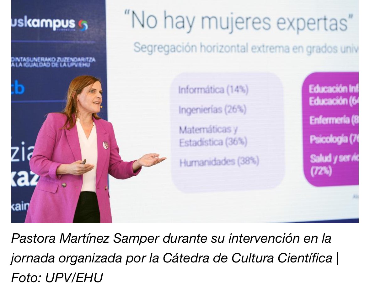 Pastora Martínez Samper (@pastorams) on Twitter photo Os dejo la entrevista que me hicieron desde la <a href="/upvehu/">UPV/EHU</a> <a href="/Zientzia/">Katedra</a> con motivo de las jornadas <a href="/GeneroyCom/">Género y Comunicación de la Ciencia</a>
Aquí algunas reflexiones sobre #allmalepanels y la responsabilidad de la academia. Y un agradecimiento a las unidades de igualdad de las universidades
ehu.eus/eu/-/pastora-m… Os dejo la entrevista que me hicieron desde la <a href="/upvehu/">UPV/EHU</a> <a href="/Zientzia/">Katedra</a> con motivo de las jornadas <a href="/GeneroyCom/">Género y Comunicación de la Ciencia</a>
Aquí algunas reflexiones sobre #allmalepanels y la responsabilidad de la academia. Y un agradecimiento a las unidades de igualdad de las universidades
ehu.eus/eu/-/pastora-m…