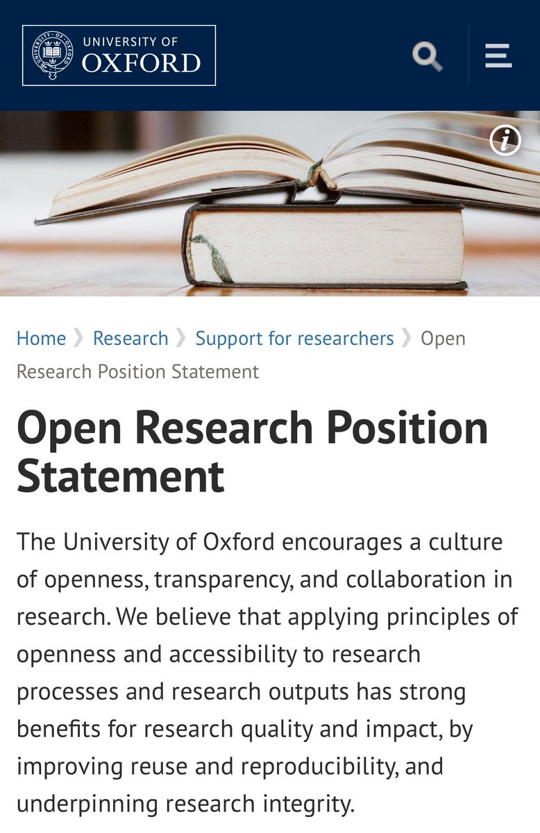 SusannaASansone's tweet image. Our @UniofOxford #OpenResearch Position Statement is live ➡️ ox.ac.uk/research/suppo… - with expectations and responsibilities for researchers and the University. Thanks to our #ResearchPractice Programme team! #opendata #FAIRdata #reproducibility #openresearch #RDM