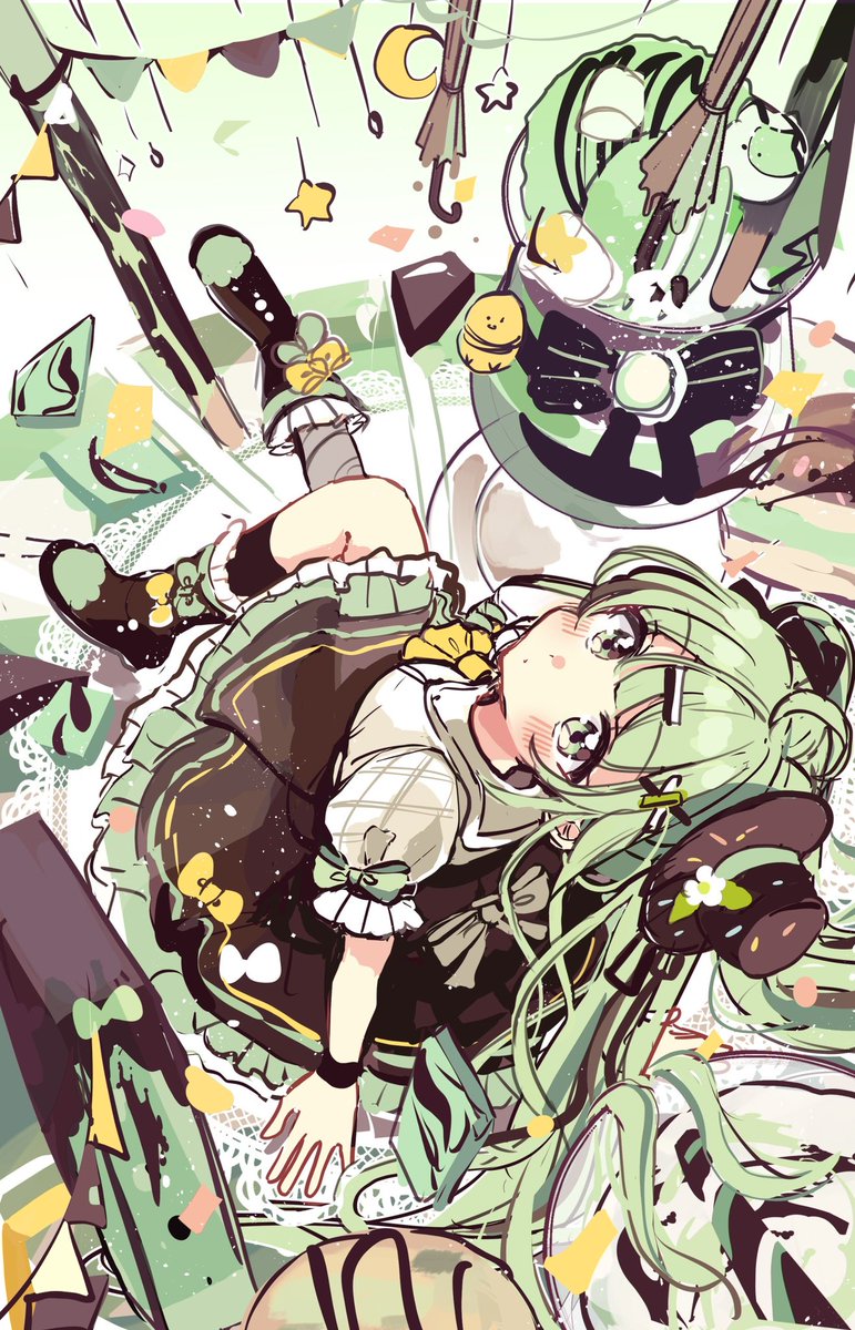 「ラフ← →完成イラスト 」|佐倉おりこ🍀ぬり絵本5/10発売🎨 ｺﾐﾃｨｱ144【く13b】のイラスト