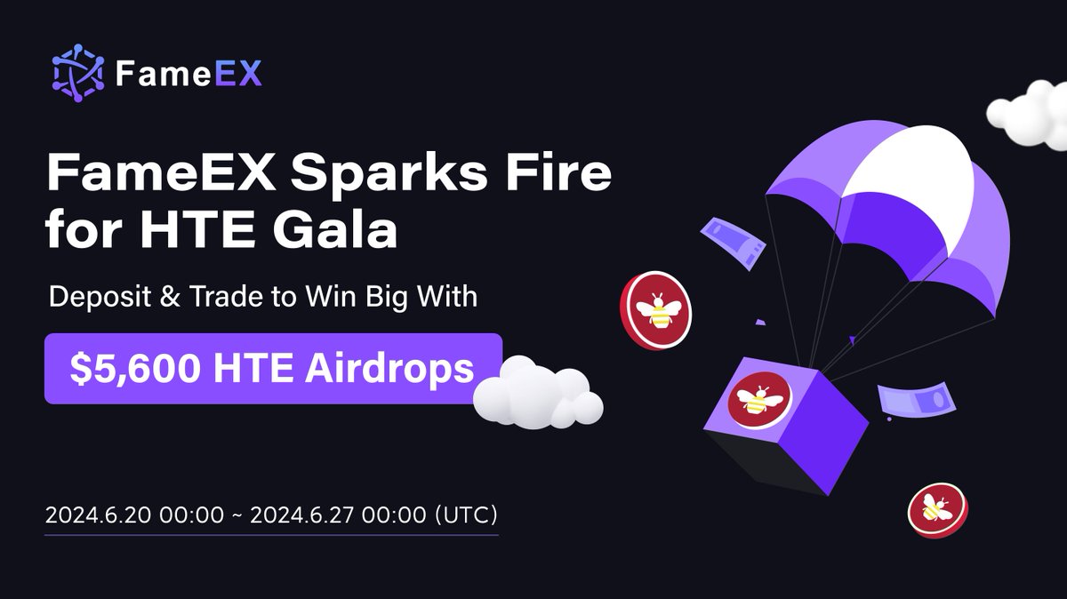 FameEXGlobal's tweet photo. 🔥 #FameEX Sparks Fire for $HTE Gala: Trade Spot to Win Big With $5,600 HTE Airdrops🪂 

How to join?
1️⃣ Trade $HTE spot worth 50 $USDT to share 1,000 USDT prize pool
2️⃣ Top 20 $HTE traders to get corresponding rewards

More details⬇️
https://t.co/LpYipqOB6b

@Hivetrade0628 #bonus