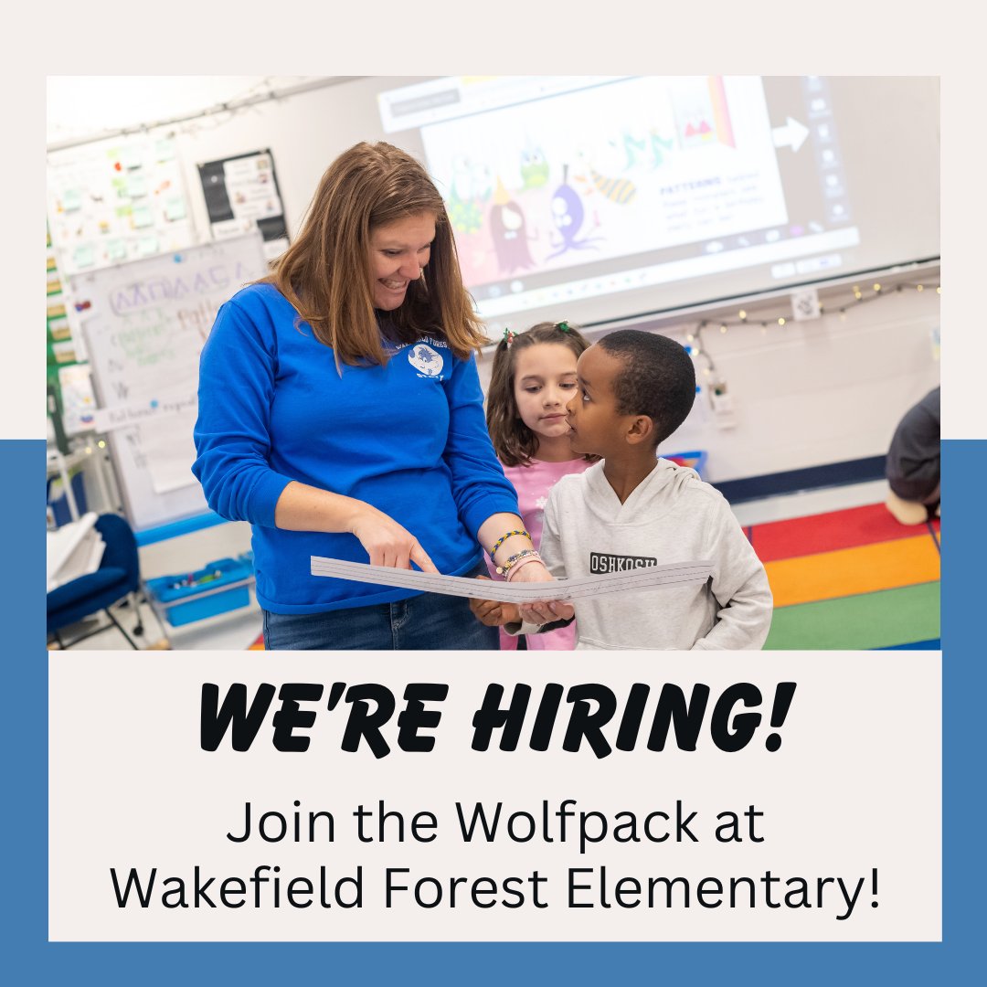 We are seeking two teachers to join our WFES community! We have openings for:
🍎 3rd Grade Teacher
🍎 5th Grade Teacher
Learn more about why WFES is a great place to work! bit.ly/chooseWFES
If interested please reach out to Principal Sharyn Prindle at sbprindle@fcps.edu