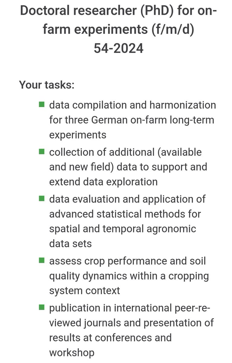 Looking for a PhD position in on-farm experimentation?  If you like data analysis, on-farm research, soils and crops, please have a look here⬇️⬇️⬇️jobs.zalf.de/jobposting/601…