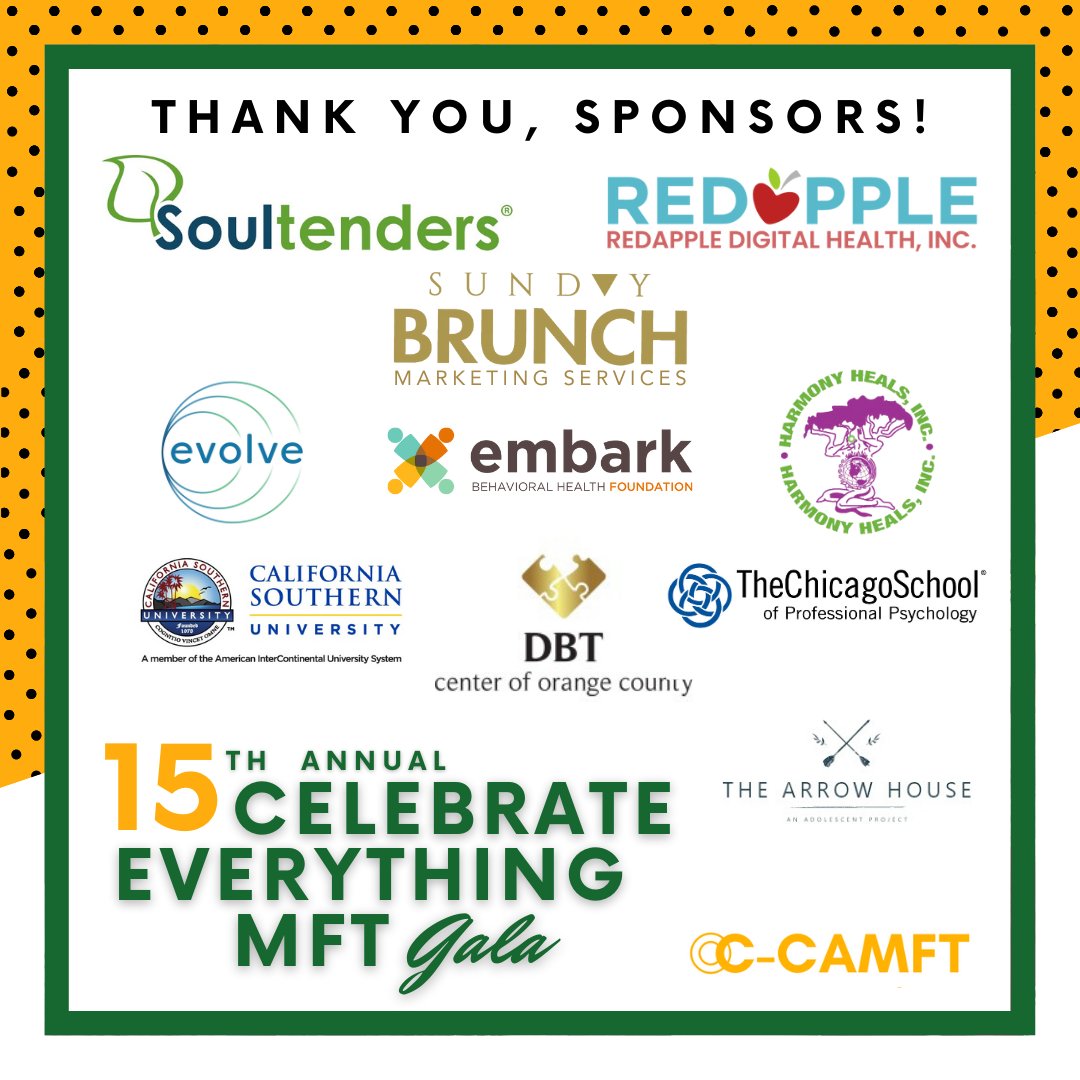 🌟 A huge THANK YOU to our incredible sponsors! 🌟

Your generous support made our recent OC-CAMFT event a resounding success. We're so grateful for your commitment and for helping us make a positive impact in our community. 🙌❤️