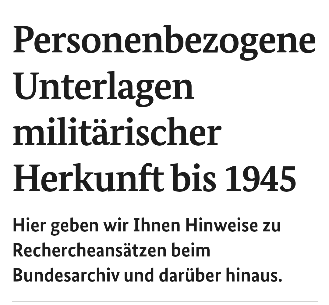 Wer ganz anlasslos wissen möchte, was die eigenen Vorfahren - insbesondere die männlichen - in der Zeit des Nationalsozialismus so getrieben haben, sei auf folgenden Link hingewiesen:

bundesarchiv.de/DE/Content/Art…