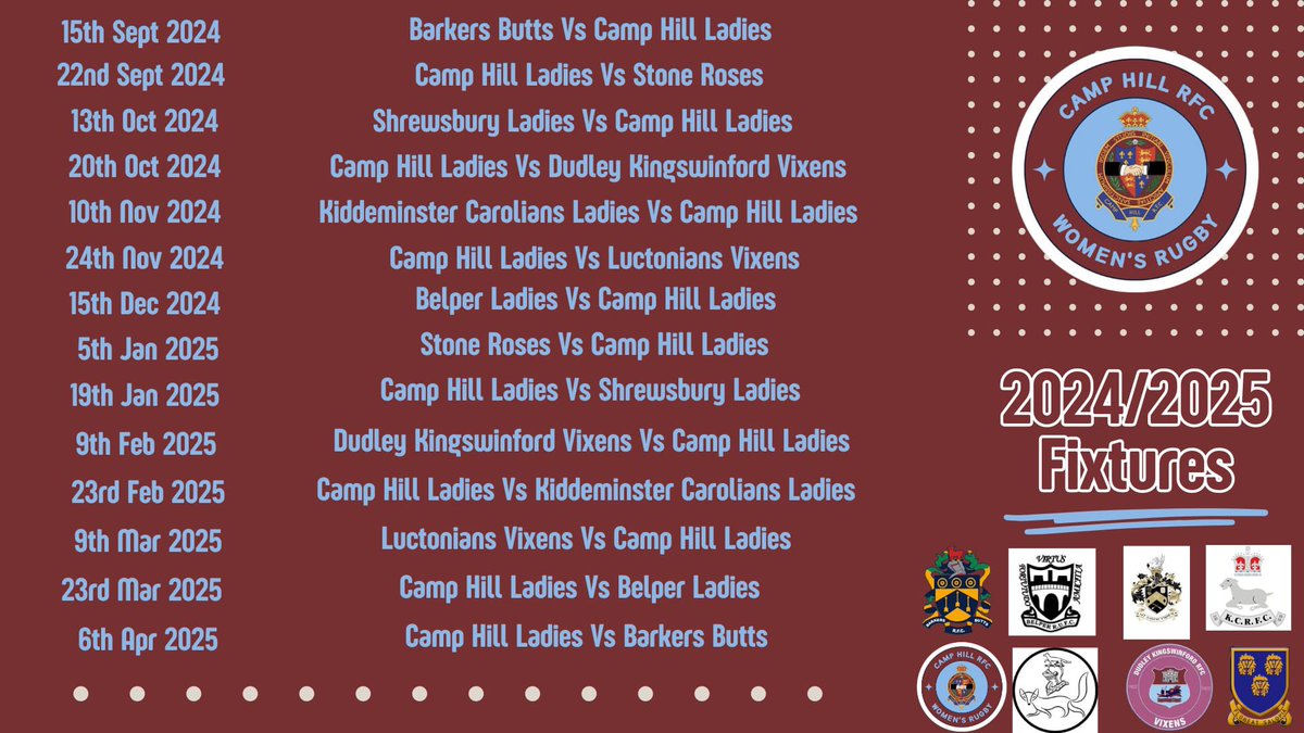 📣 EXCITING NEWS📣

We have fixtures for next season 🏉🎉🏉🎉🏉🎉

Fancy joining us ? 💪🏼- contact us here or via contact.chwrfc@gmail.com 

#nc3 #playtogetherstaytogether #womensrugbyunion #loverugby #let’sgo
