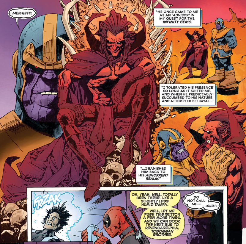 Mephisto 🔥
(Deadpool vs. Thanos #3 - Tim Seeley, Elmo Bondoc, Ruth Redmond, and Joe Sabino)
#Mephisto #Thanos #Deadpool 
#Marvel #MarvelComics