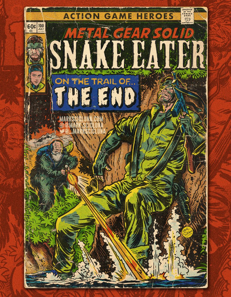 _markscicluna's tweet image. “On the Trail of The End!!!” Snake Eater, Issue 100, July ‘70 🦜🎯 #MetalGear #Fanart