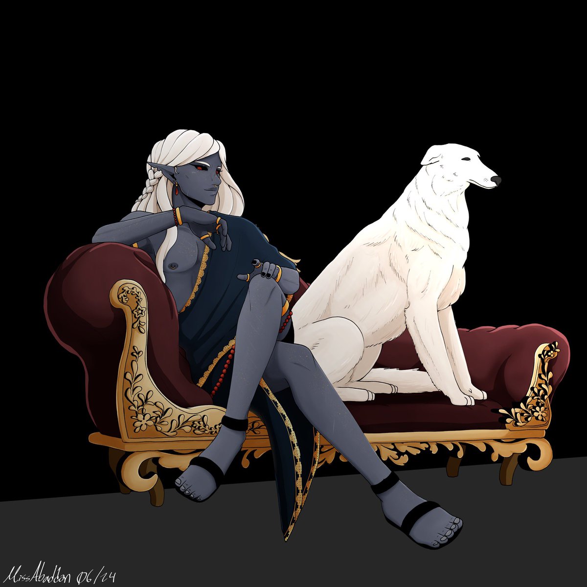 miss_abaddon's tweet photo. A king in his own castle.

#dnd #drow #dungeonsanddragons #borzoi #darkelf #dndart #dndoc #originalcharacter https://t.co/GZ74EQiDJQ