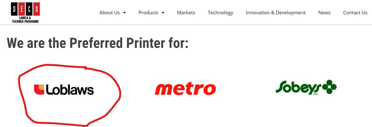 As a reminder... the Ford family business DECO shows on their homepage that they are the preferred printer for Loblaws.