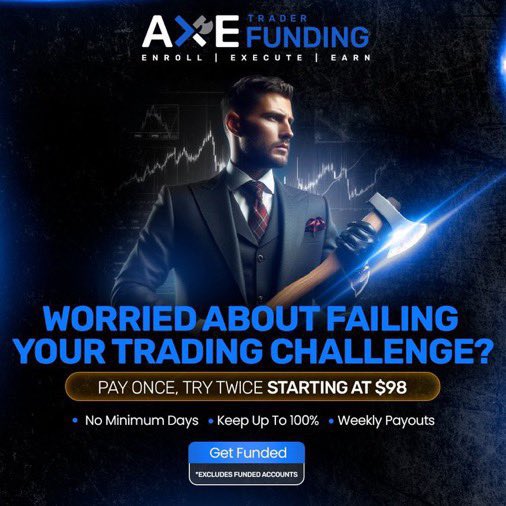 CHAZAK (חָזַק) Trading Academy (@shazaktrading) on Twitter photo The time has come to officially announce my partnership with <a href="/AxeTraderHub/">Axe TraderHub</a>.
<a href="/AxeTraderHub/">Axe TraderHub</a> is a revolutionary firm that gives a chance to reset for free, 90/10 Payouts, as a trader I know that a second chance is all you deserve.
Take advantage of the code 👉 (TTrades) for 20% The time has come to officially announce my partnership with <a href="/AxeTraderHub/">Axe TraderHub</a>.
<a href="/AxeTraderHub/">Axe TraderHub</a> is a revolutionary firm that gives a chance to reset for free, 90/10 Payouts, as a trader I know that a second chance is all you deserve.
Take advantage of the code 👉 (TTrades) for 20%