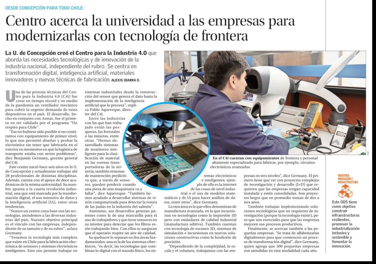 Con mucho orgullo podemos decir que desde el Centro para la Industria 4.0 llevamos casi 6 años de trabajo real junto a las empresas de nuestro país 💪

Nota: El Mercurio Innovación