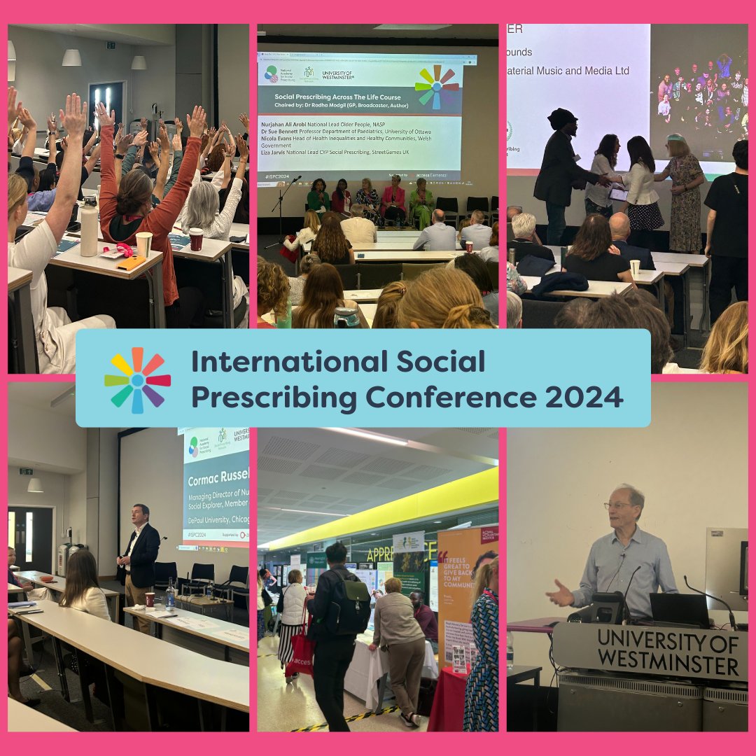 The National Academy for Social Prescribing (@nasptweets) on Twitter photo What an incredible two days at the #ISPC2024!
Huge thanks to our amazing speakers and co-organisers <a href="/SocialPrescrib2/">Social Prescribing Network</a> and <a href="/UniWestminster/">University of Westminster</a>. Additional thanks to our supporters <a href="/AccessElemental/">Access Elemental Social Prescribing</a>.
Finally, thanks to all the delegates who joined us over the two days. What an incredible two days at the #ISPC2024!
Huge thanks to our amazing speakers and co-organisers <a href="/SocialPrescrib2/">Social Prescribing Network</a> and <a href="/UniWestminster/">University of Westminster</a>. Additional thanks to our supporters <a href="/AccessElemental/">Access Elemental Social Prescribing</a>.
Finally, thanks to all the delegates who joined us over the two days.