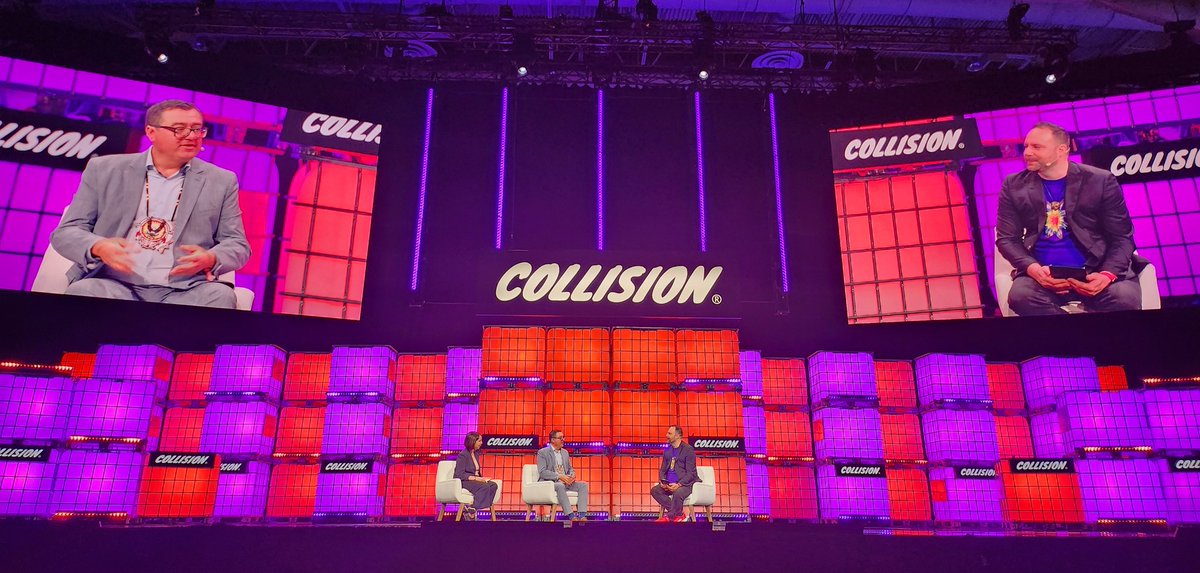 Today is the 3rd and final day of <a href="/CollisionHQ/">Collision Conf</a>! I'm starting with "Indigenous Perspectives on AI" with Natiea Vinson, CEO of the <a href="/FN_TechCouncil/">First Nations Technology Council</a>, <a href="/James_ADelorme/">James Delorme (he / him)</a>, CEO of Indigelink Digital Inc. and Jeff Ward, CEO of Animikii Indigenous Technology. #CollisionConf