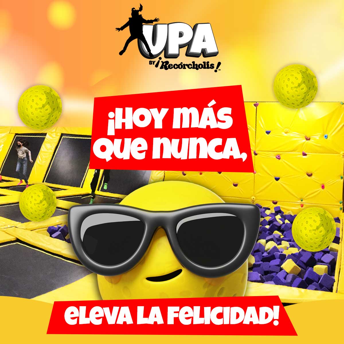UpaRecorcholis's tweet photo. ¡Celebra el Yellow Day! 💛 Ven a UPA y descubre por qué hoy es el día más feliz del año. Saltar en trampolines nunca ha sido tan divertido ¡únete a la diversión y contagia tu alegría! 😄🌀

.
.
.
.
#YellowDay #UPATrampolines #DíaFeliz #ElDiaEstaPara #PoderosoFresh #FelizJueves https://t.co/6mJa8KaLlX