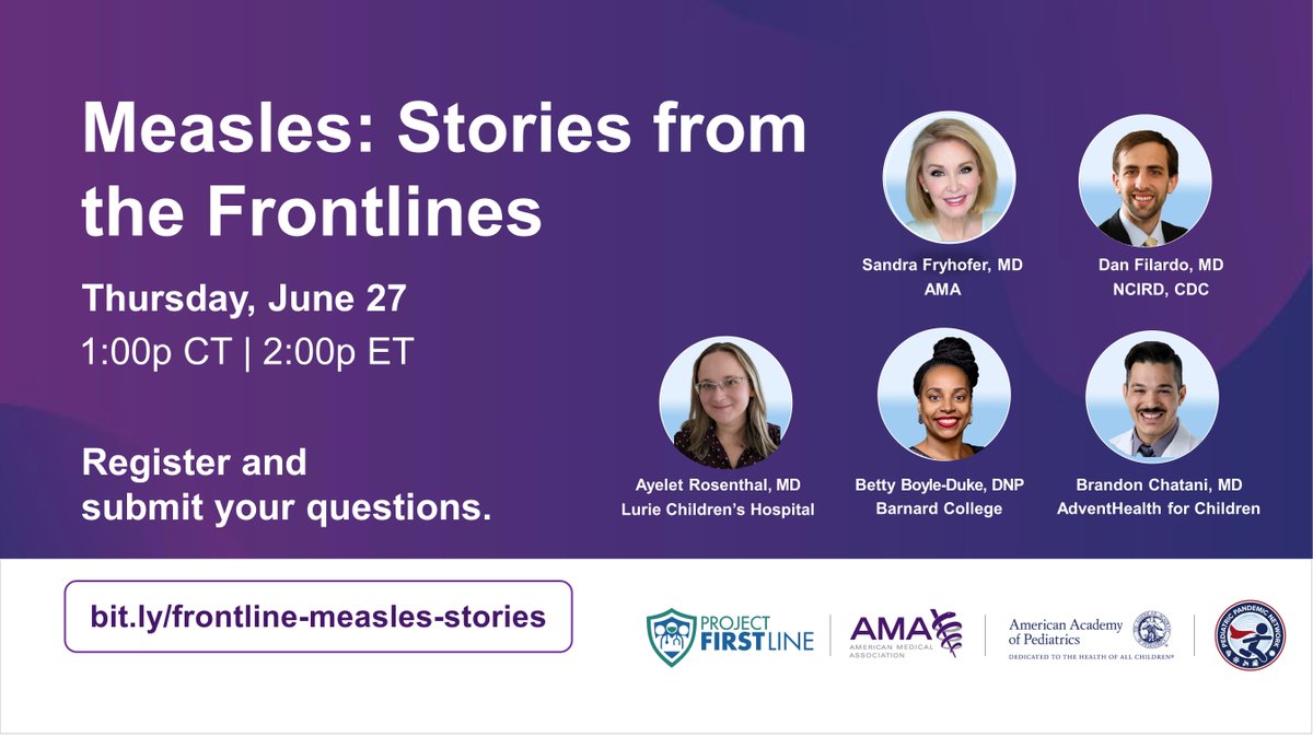 Learn how to apply measles-related IPC best practices during this free <a href="/AmerMedicalAssn/">AMA</a> and CDC webinar on June 27. Hear first-hand accounts from clinicians and other experts, plus strategies to apply their lessons learned to your practice. Register: bit.ly/frontline-meas…