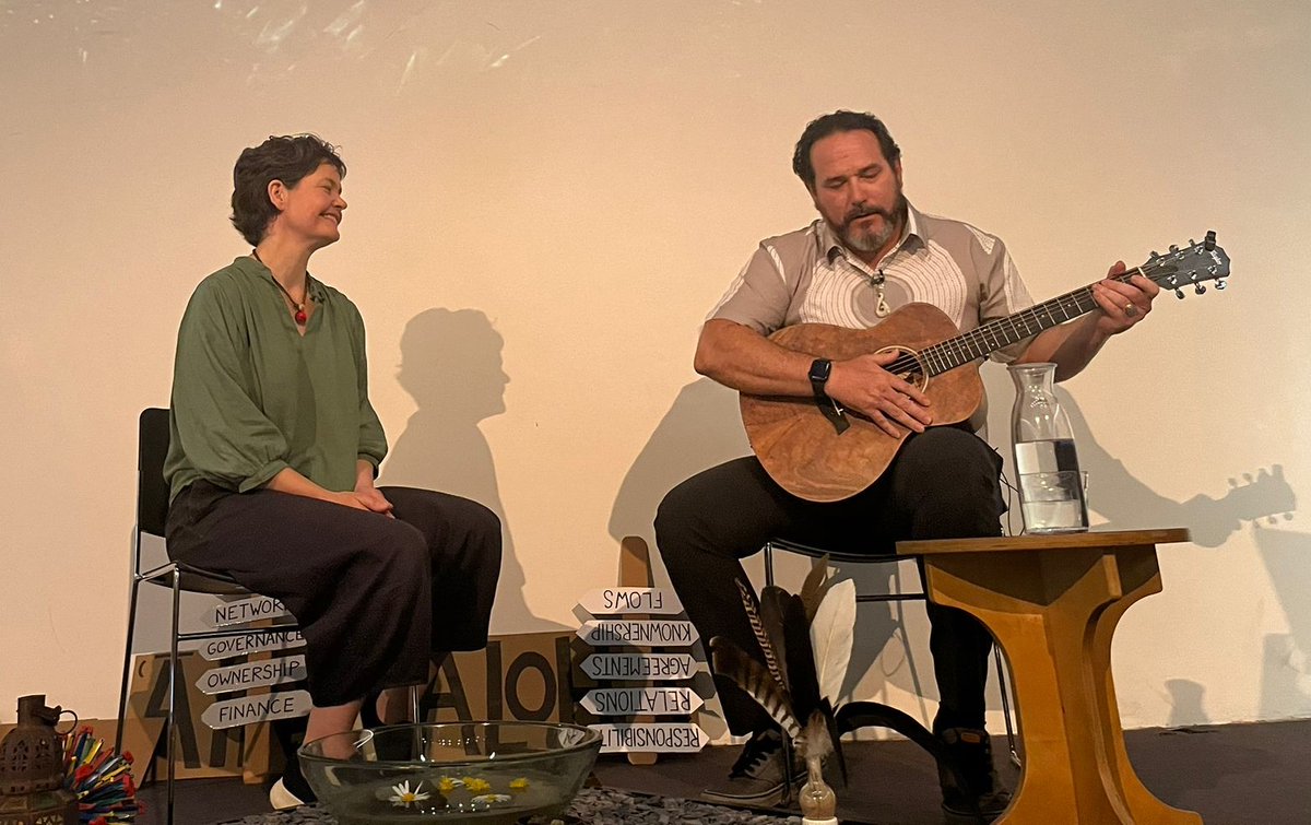 Kamanamaikalani Beamer <a href="/kamanabeamer/">Dr. Kamanamaikalani Beamer</a> and Kate Raworth <a href="/KateRaworth/">Kate Raworth</a> wrap up their 'co-note' conversation with a song.

#NbSConference #growingpositivechange