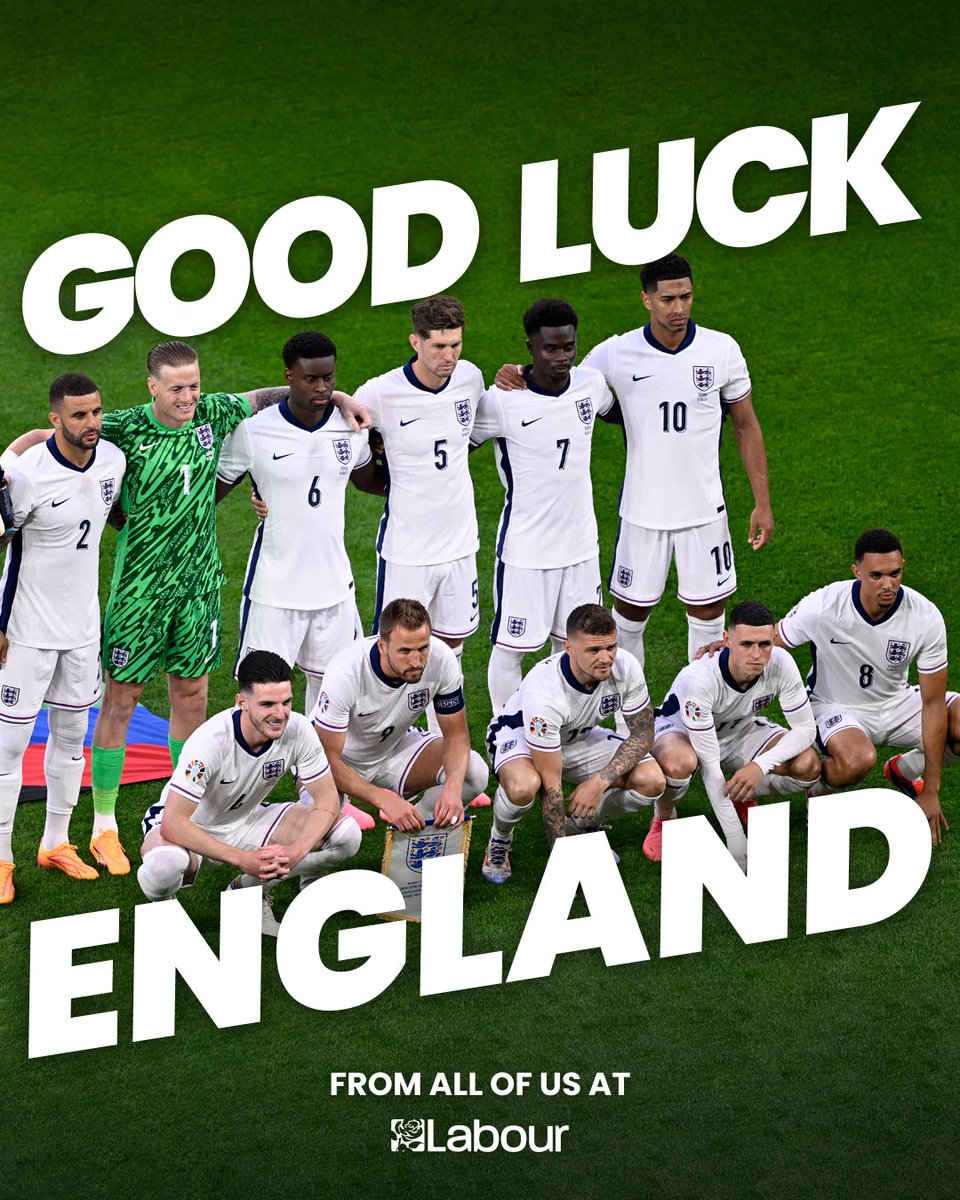 UKLabour's tweet photo. Good luck England for your match against Denmark tonight! https://t.co/RnXfBET5mm