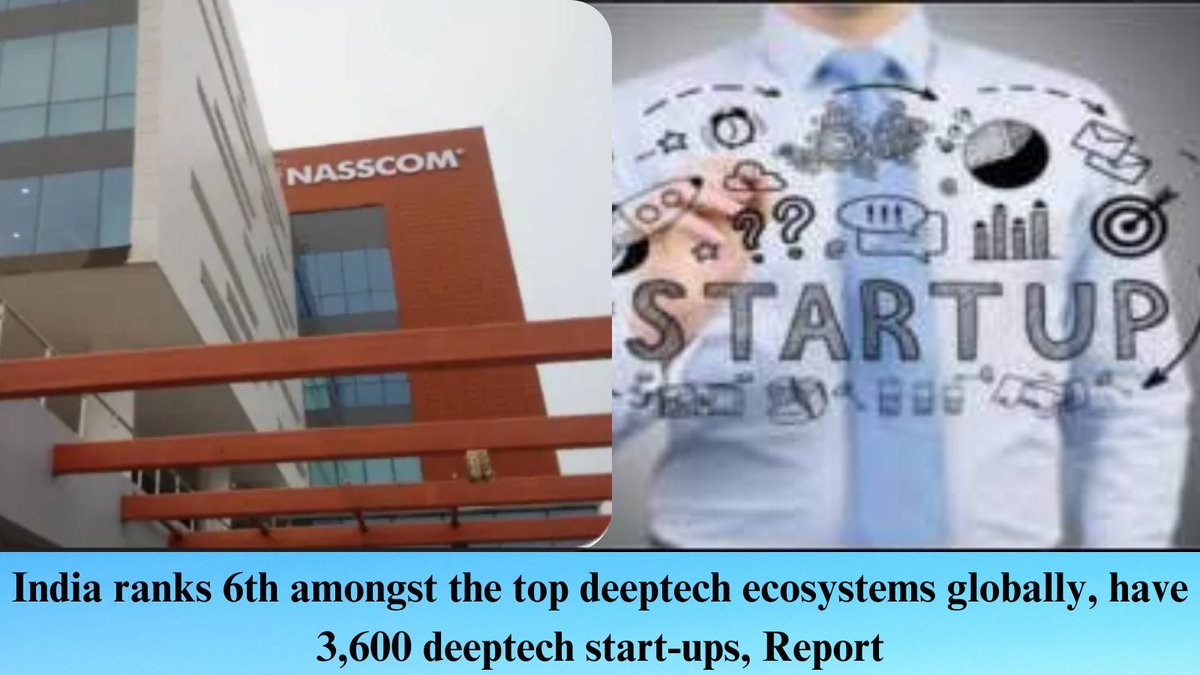 ThePillarIndia's tweet image. India ranks 6th amongst the top nine deeptech ecosystems globally with 3,600 deeptech start-ups, which received $850 million funding last year, says Nasscom report

#DeepTechStartups @nasscomdeeptech #TechGrowth